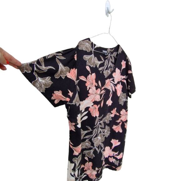 Nichole Miller The Original Linen blend Floral Shift Short Dress Black/Peach XXL - Picture 4 of 8